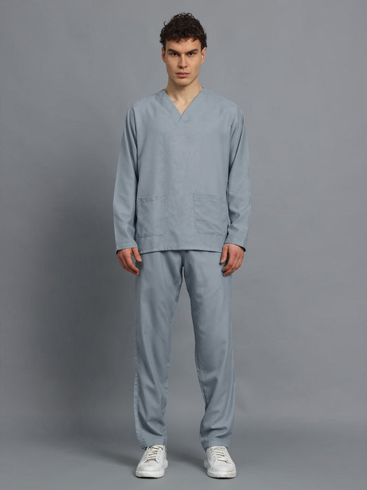 Grey All-Day Full Sleeve Medical Scrubs - Male