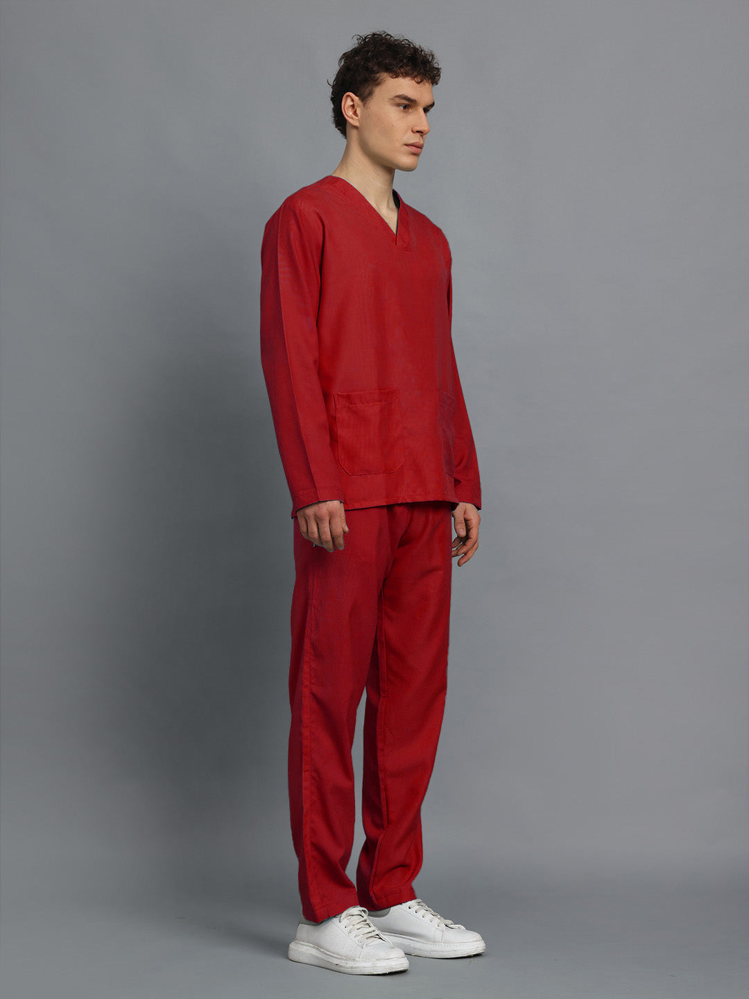 Red All-Day Full Sleeve Medical Scrubs - Male