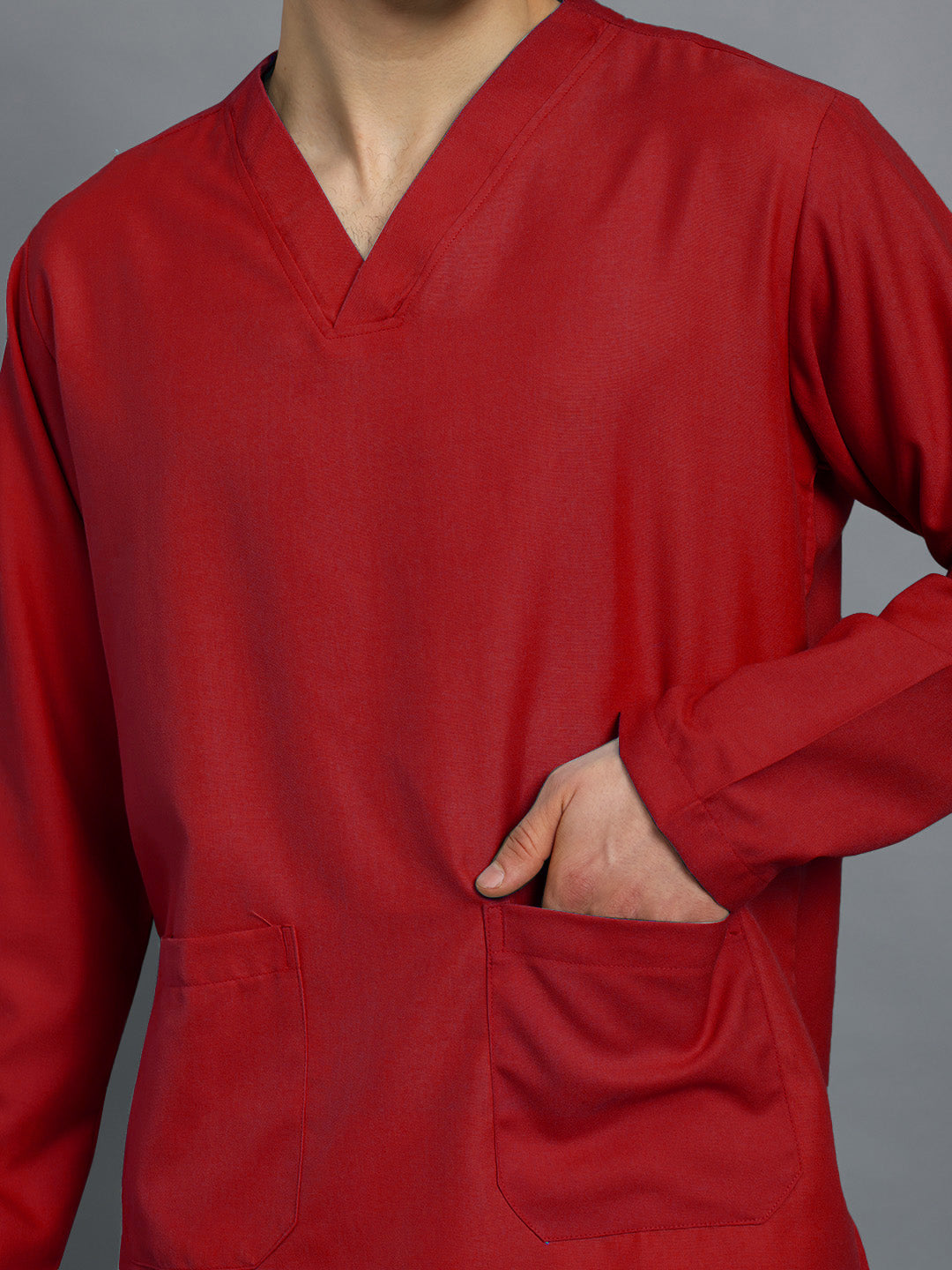 Red All-Day Full Sleeve Medical Scrubs - Male
