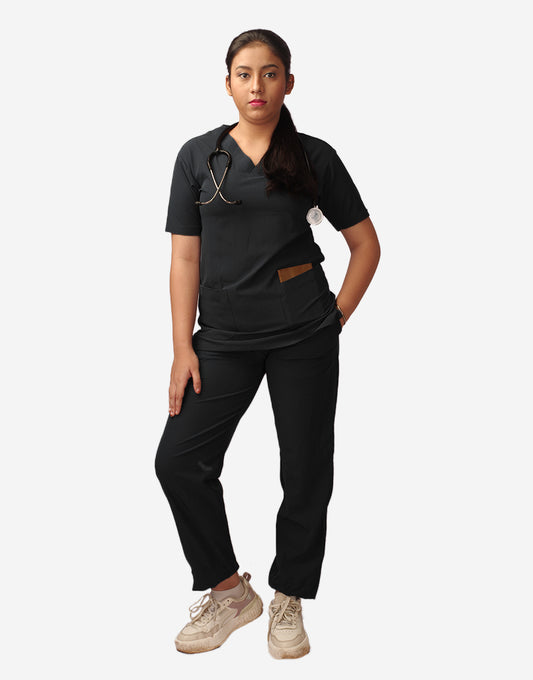 Black Galaxy Easy Stretch Half Sleeve Medical Scrubs - Female
