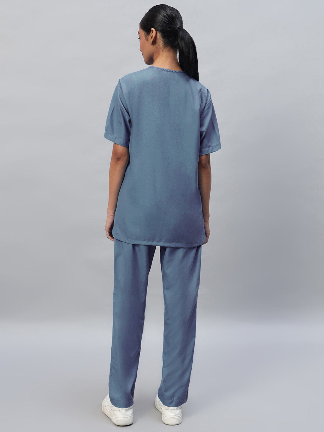 back look of Teal color Medical Scrub Suit Set
