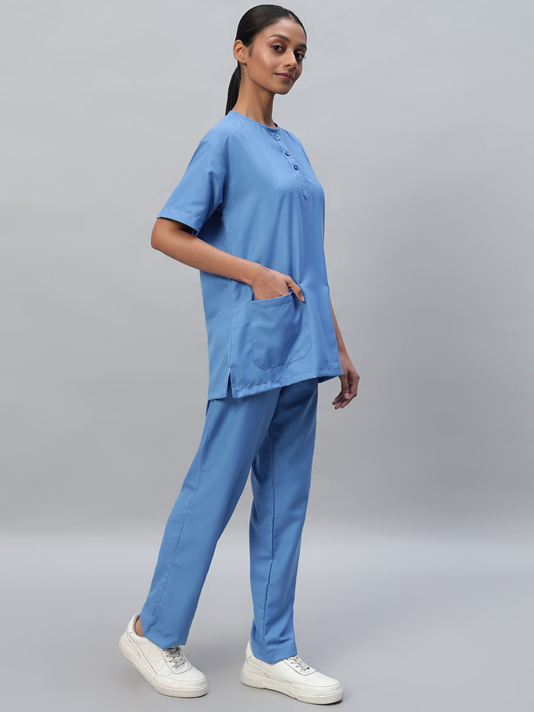 sky blue color medical scrub for women