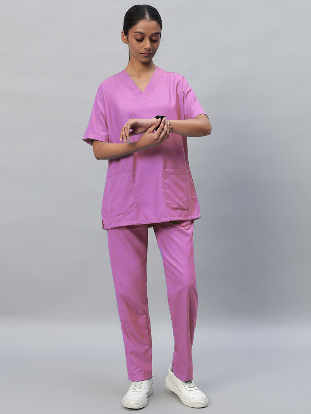 Pink color medical scrub for women