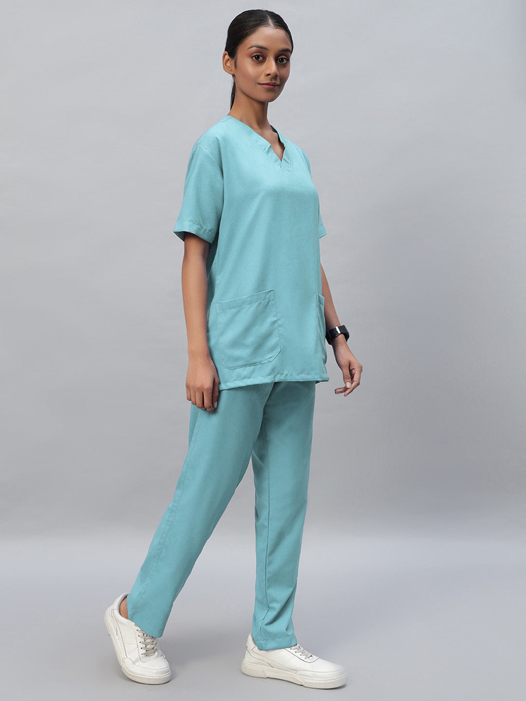 side look of medical scrub for women