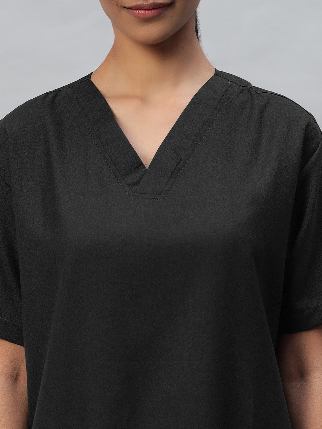 Black Athleisure Stretch Half Sleeve Medical Scrubs – Female