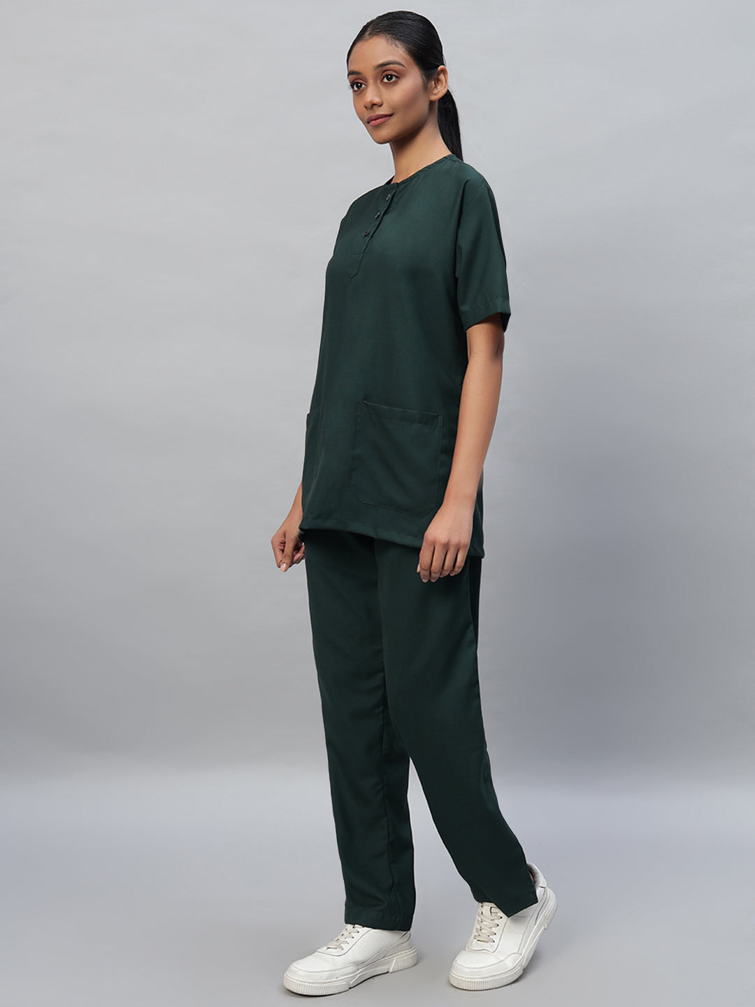 Medical scrub for women in dark green color
