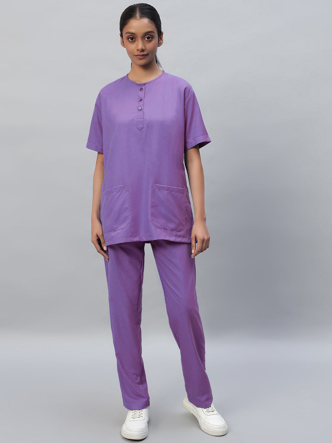 Lavender color medical scrub for women