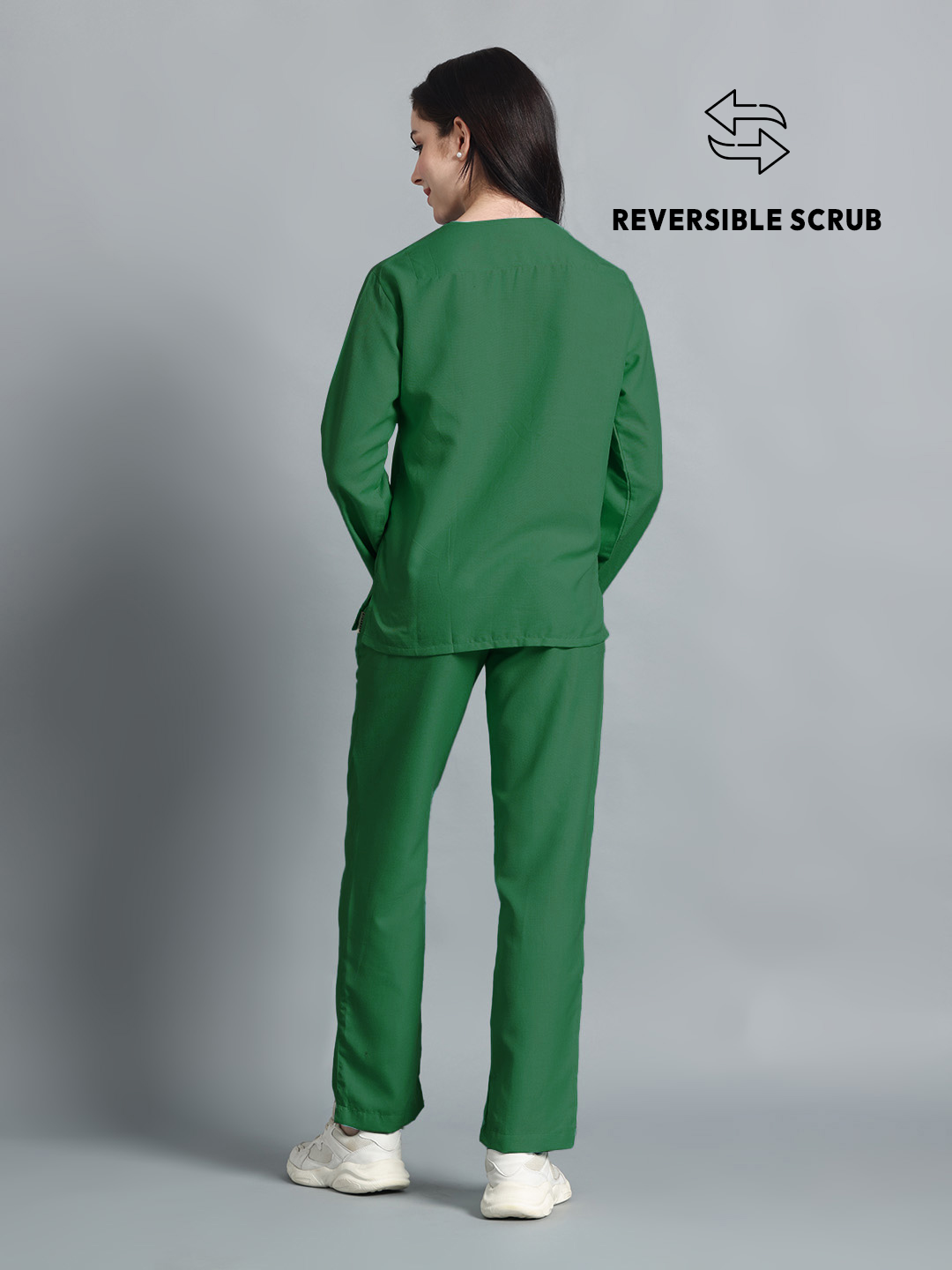 Spinach Green Reversible Full Sleeve Medical Scrubs - Female