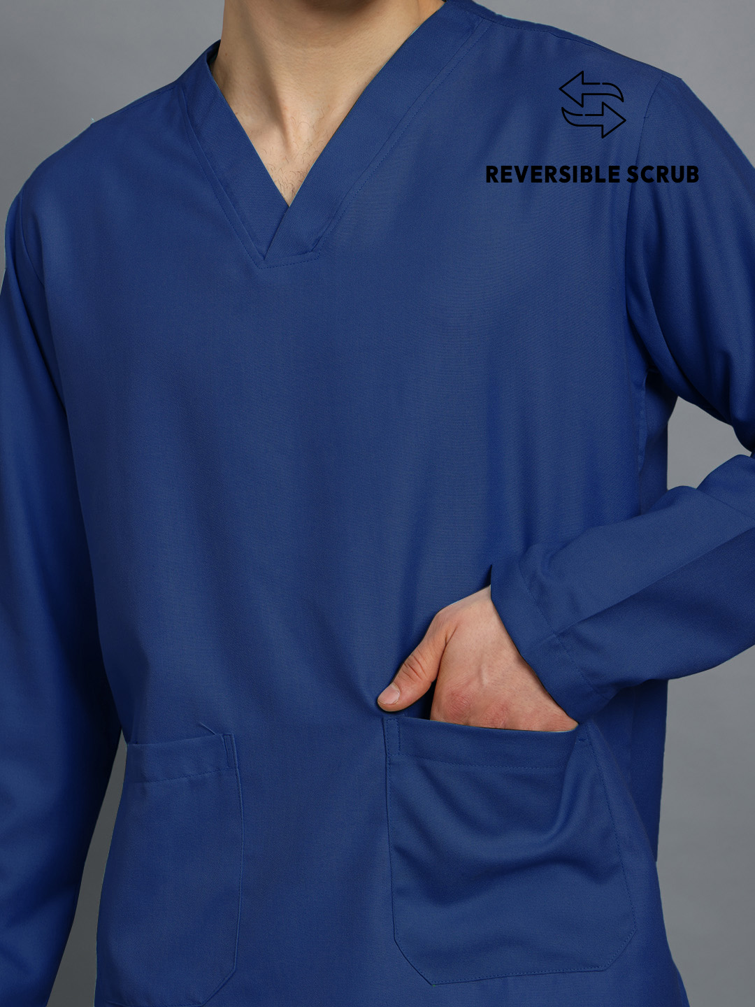 Royal Blue Reversible Full Sleeve Medical Scrubs - Male