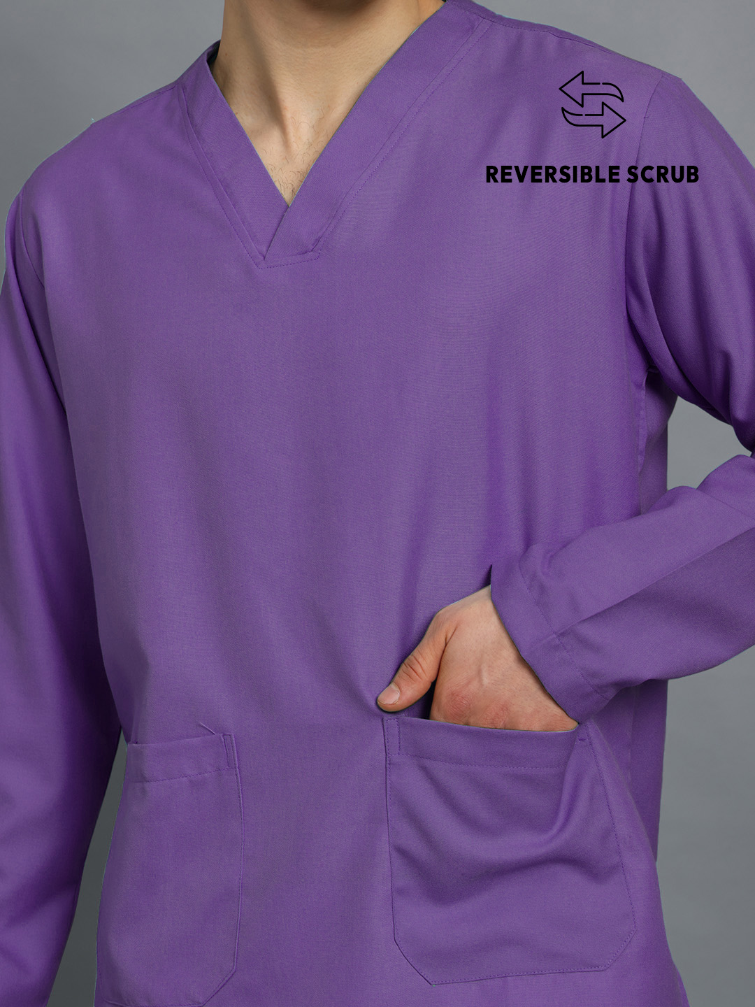 Violet Reversible Full Sleeve Medical Scrubs - Male