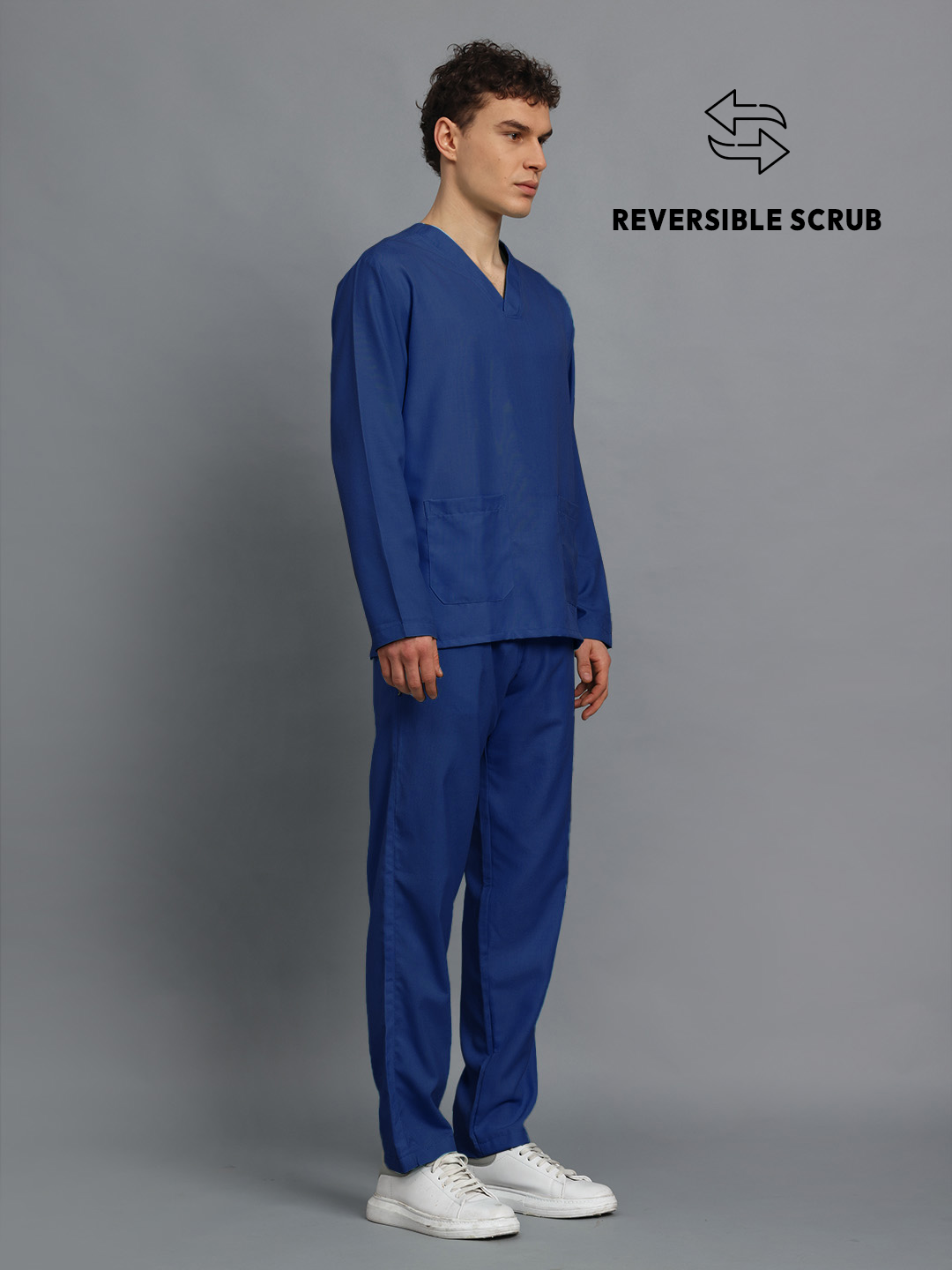Royal Blue Reversible Full Sleeve Medical Scrubs - Male