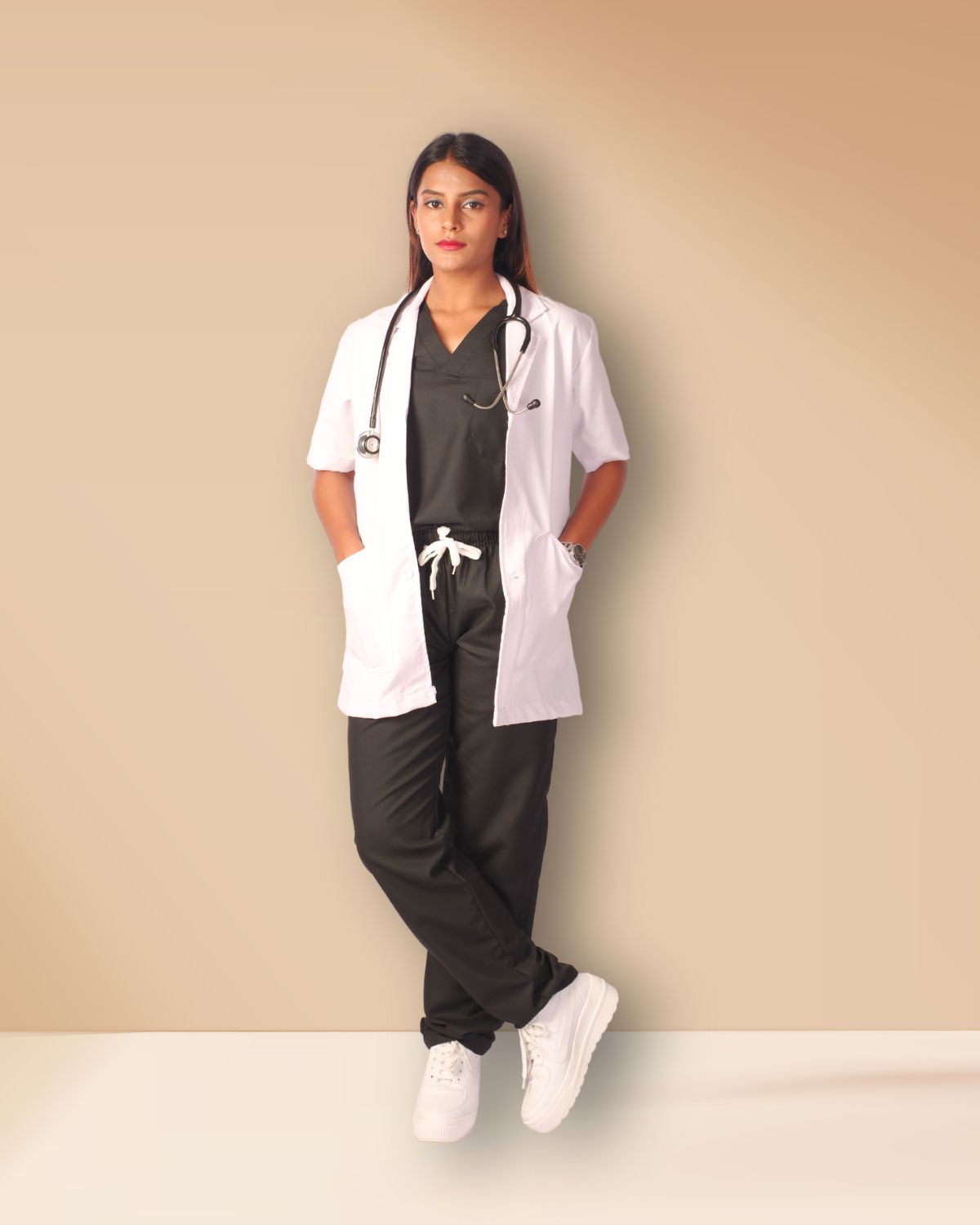 White lab coat Half Sleeve Doctor's Lab Coat (Unisex)