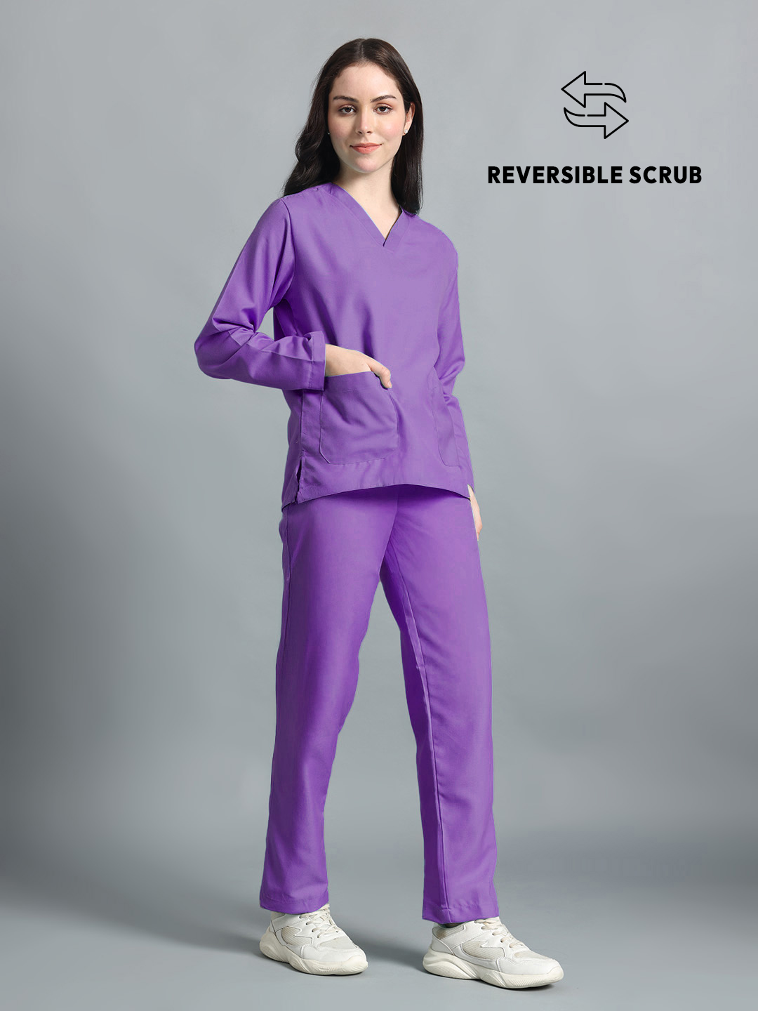 Violet Reversible Full Sleeve Medical Scrubs - Female