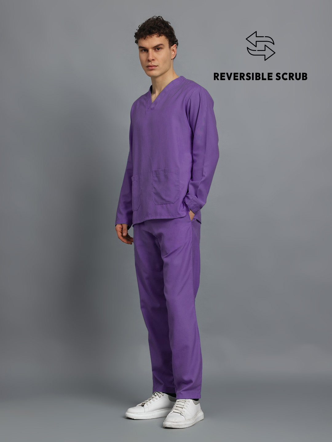 Violet Reversible Full Sleeve Medical Scrubs - Male