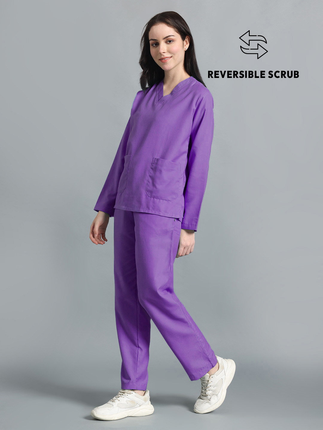 Violet Reversible Full Sleeve Medical Scrubs - Female