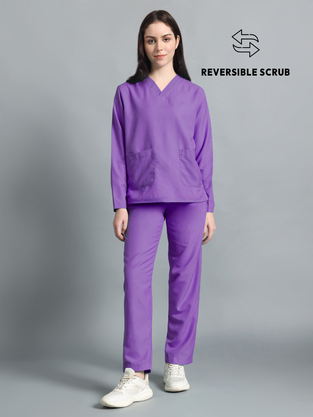 Violet Reversible Full Sleeve Medical Scrubs - Female