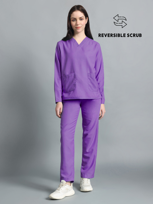 Violet Reversible Full Sleeve Medical Scrubs - Female