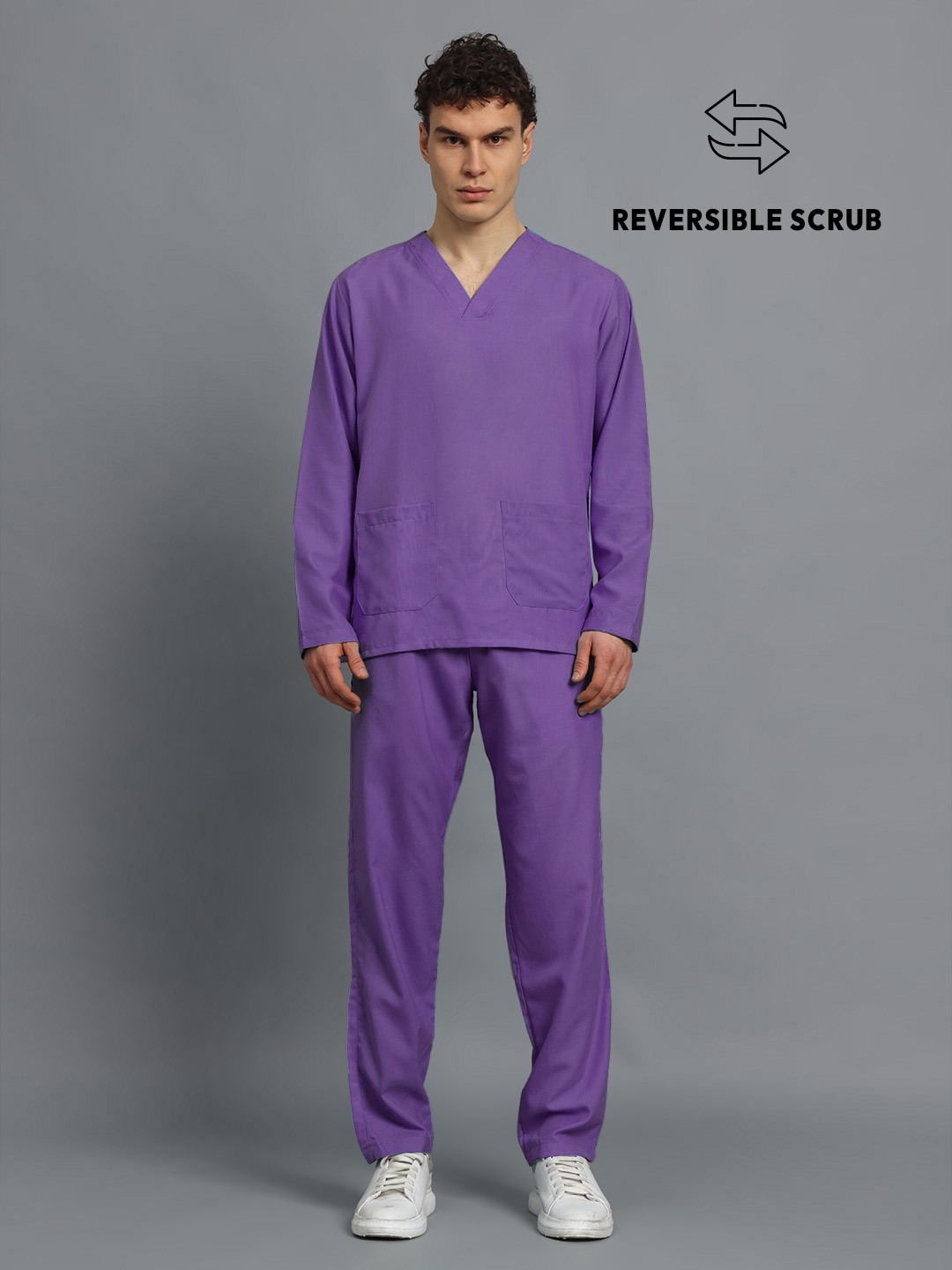 Violet Reversible Full Sleeve Medical Scrubs - Male