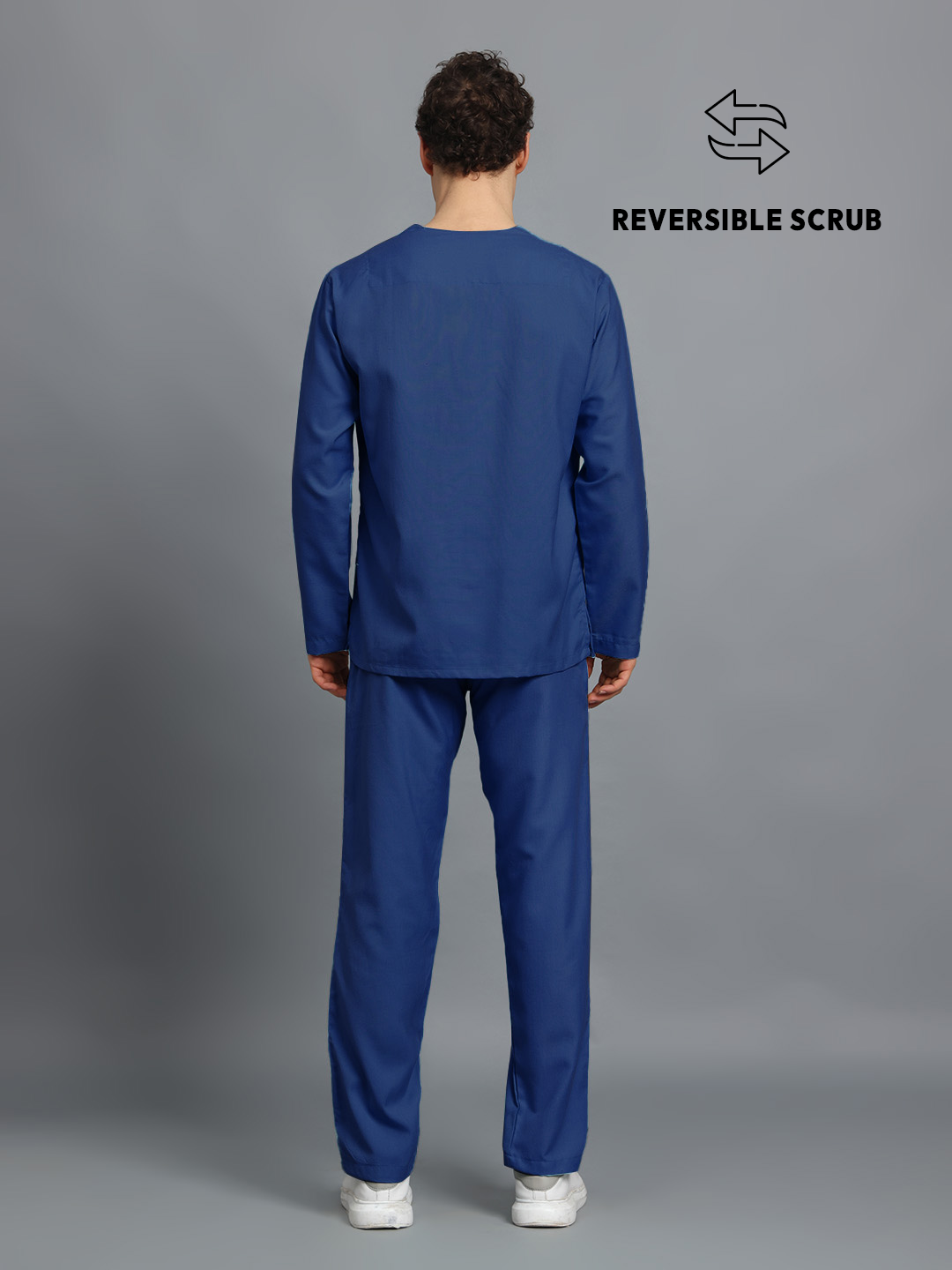 Royal Blue Reversible Full Sleeve Medical Scrubs - Male