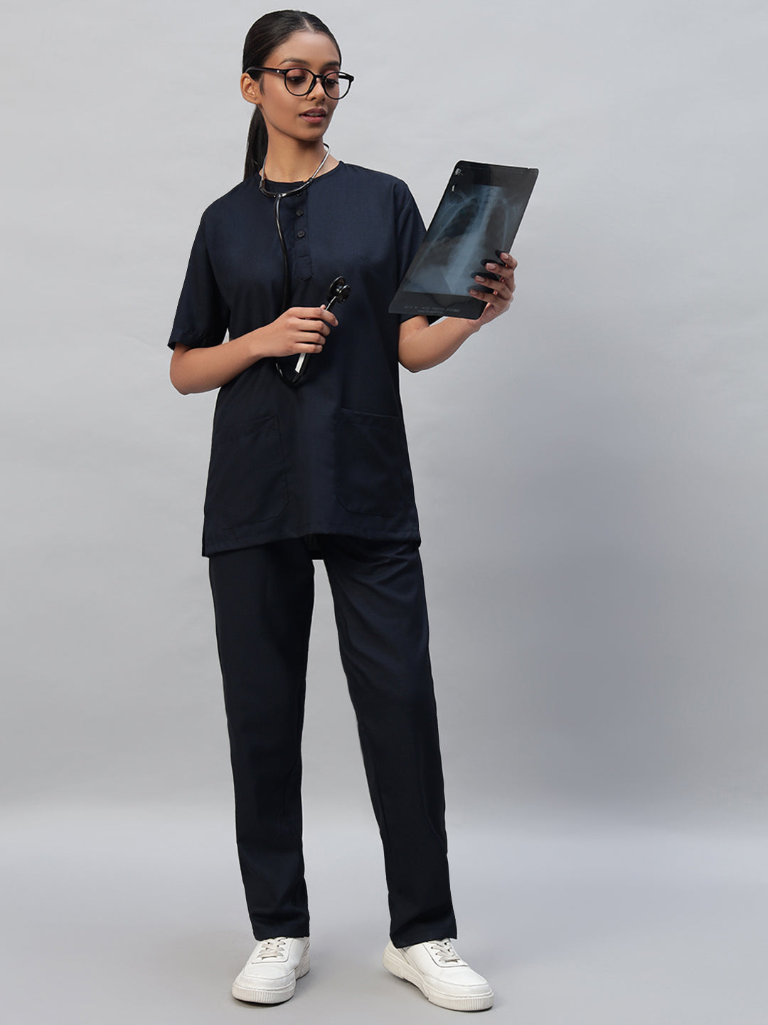 Black color medical scrub for women