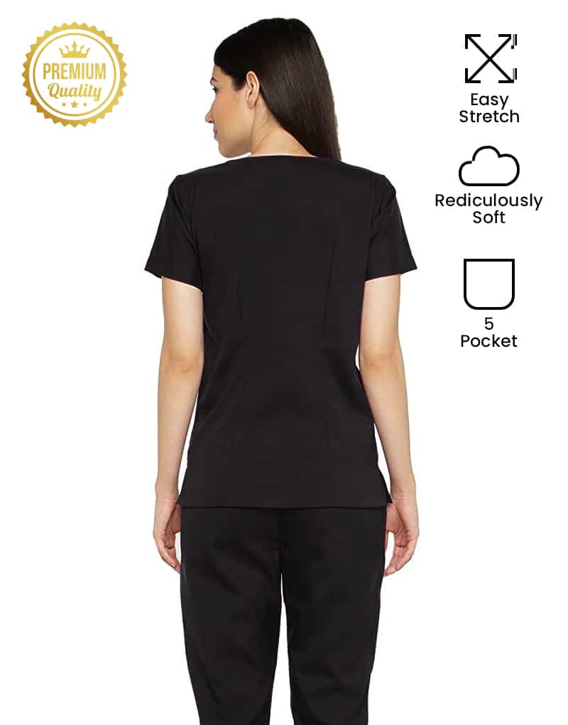 Black Galaxy Easy Stretch Half Sleeve Medical Scrubs - Female