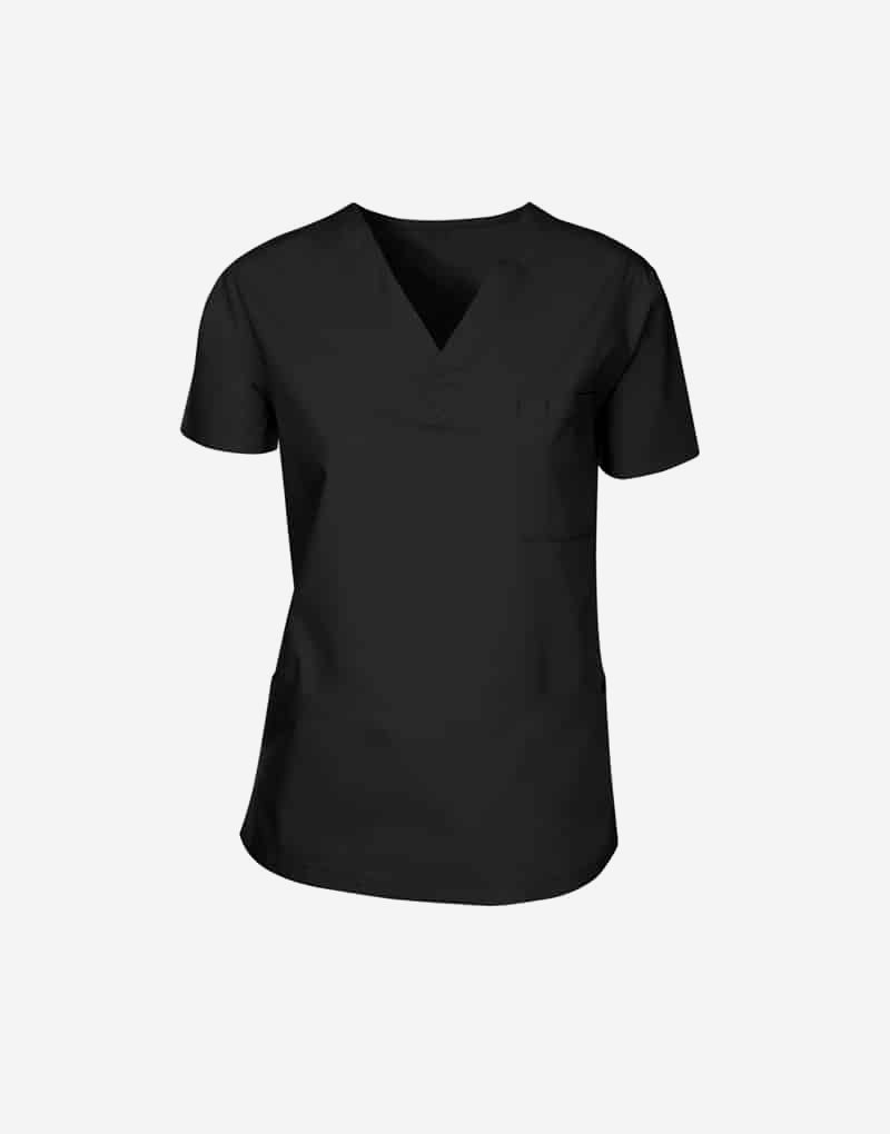 Black Half Sleeve Medical Scrubs Top