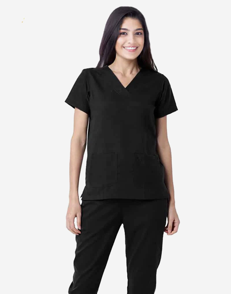 Black Galaxy Easy Stretch Half Sleeve Medical Scrubs - Female
