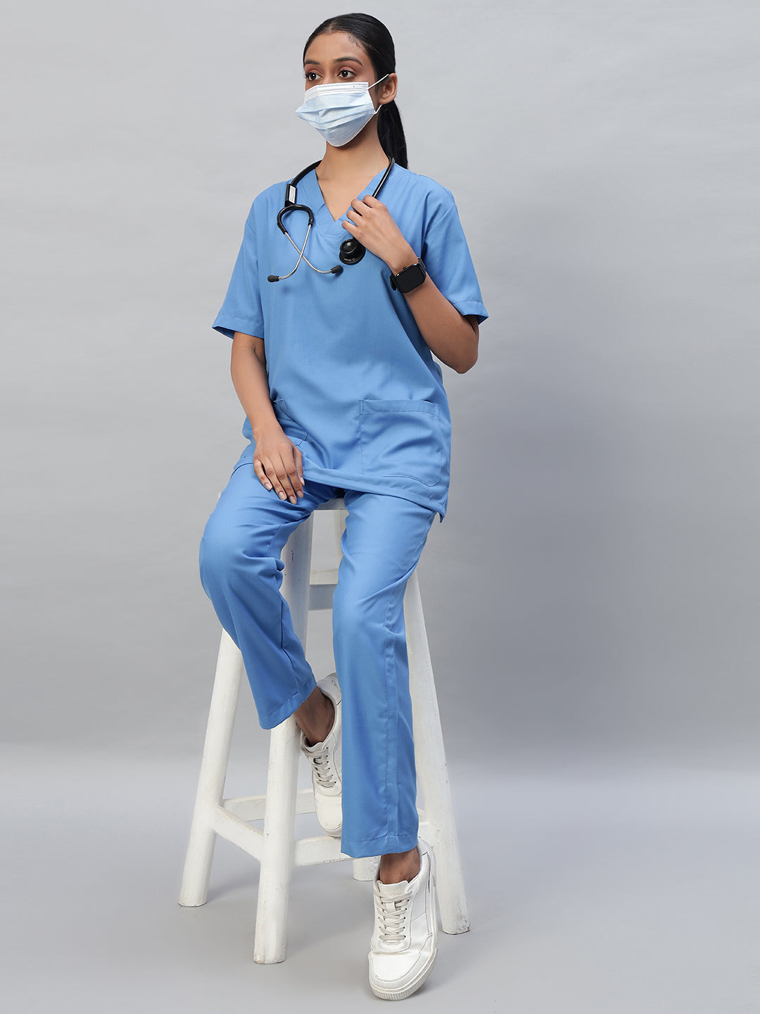 Sky blue medical scrub for women