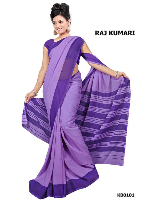 Purple Crepe Raj Kumari Uniform Saree