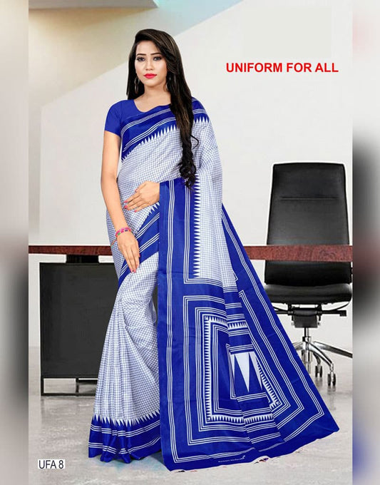 Blue and white uniform for all saree