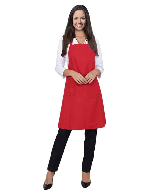 Red Apron with Front Pockets - Kitchen Apron
