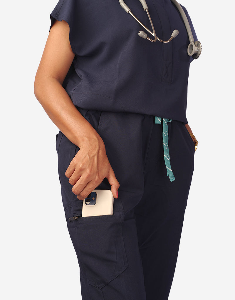 Celest Mandarin Collar Premium Half Sleeves Medical Scrubs - Female
