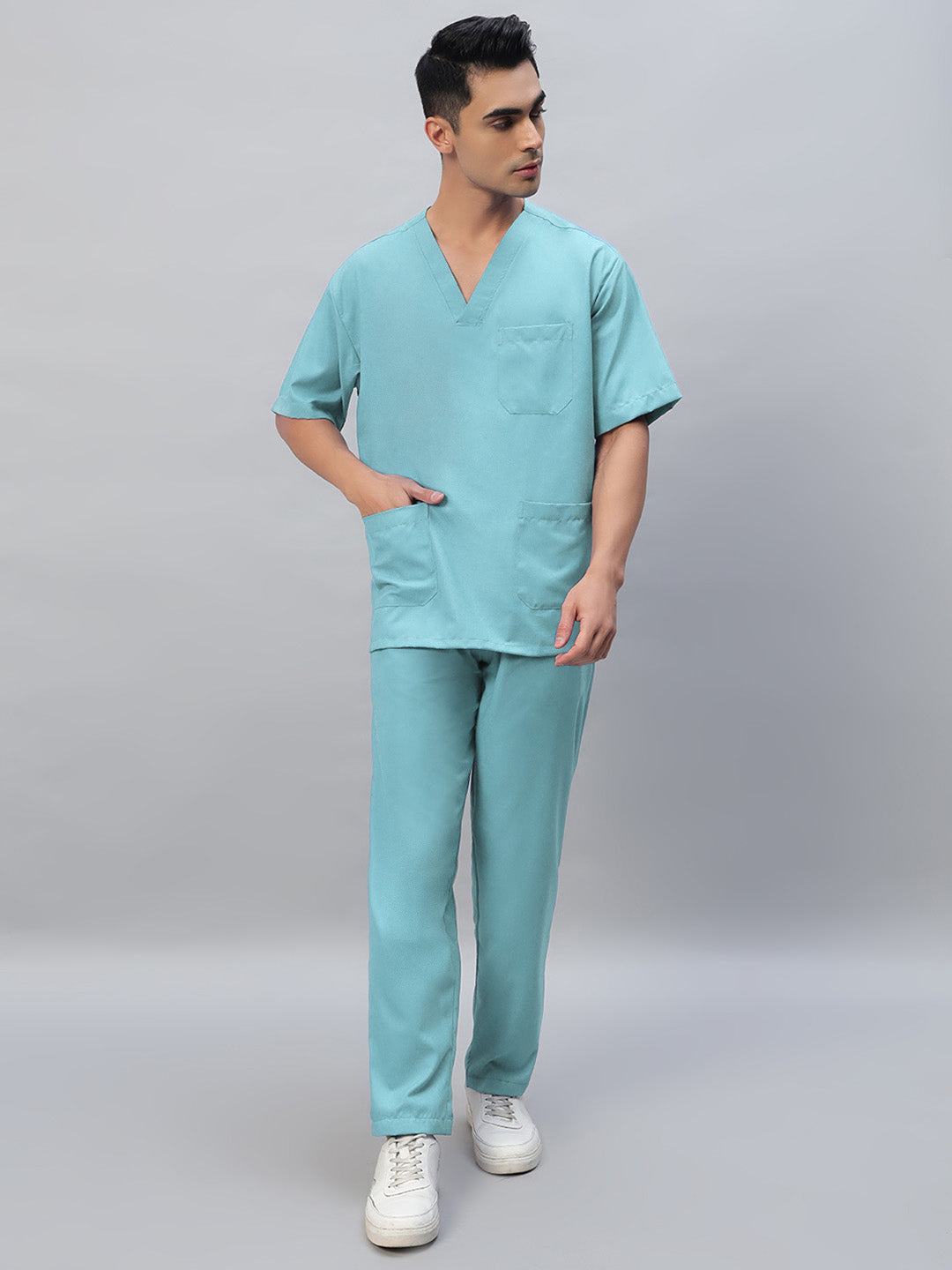 Sea Green All-Day Half Sleeve Medical Scrubs - Male