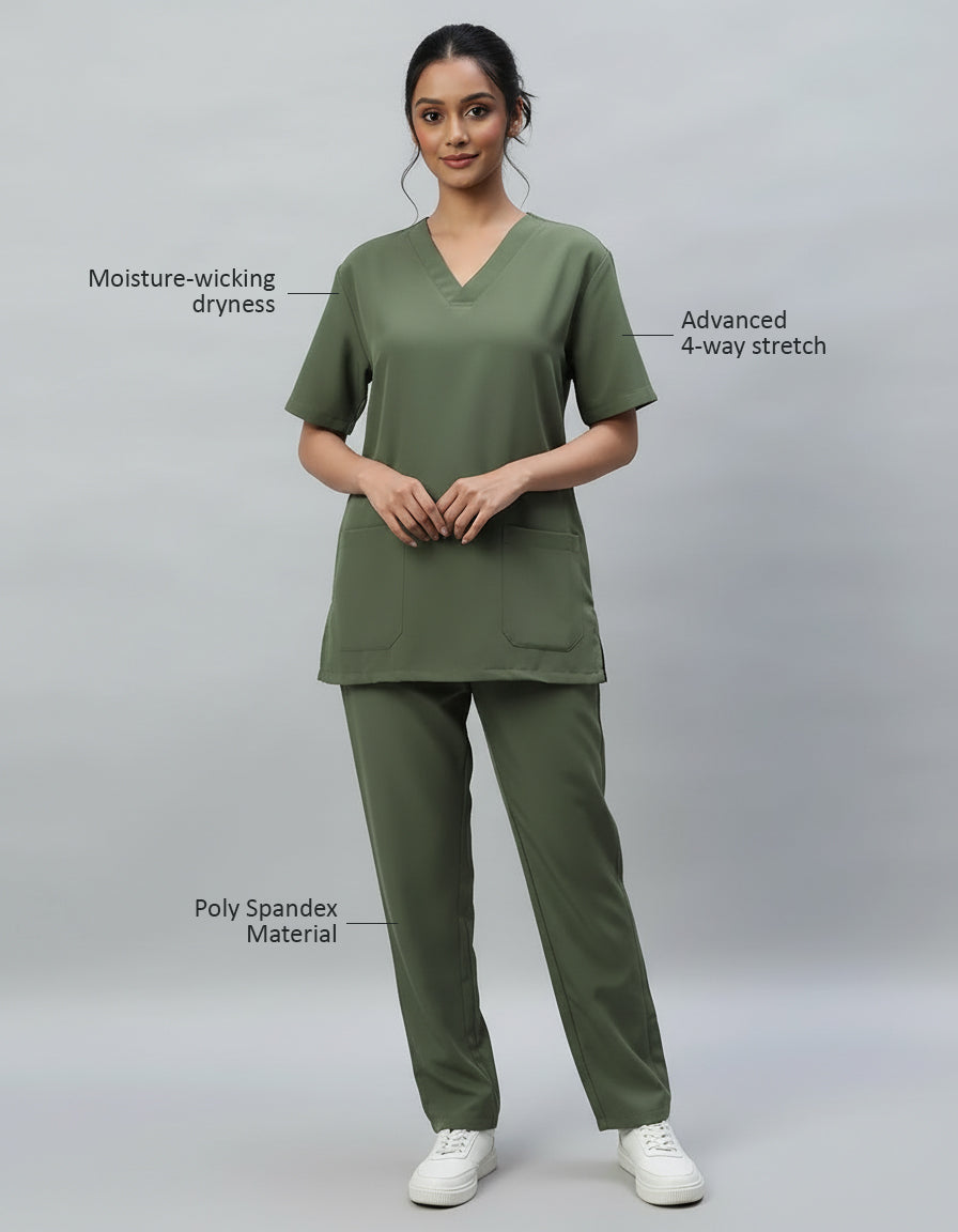 Dark Pista Stretch Pro Half Sleeve Medical Scrubs – Female