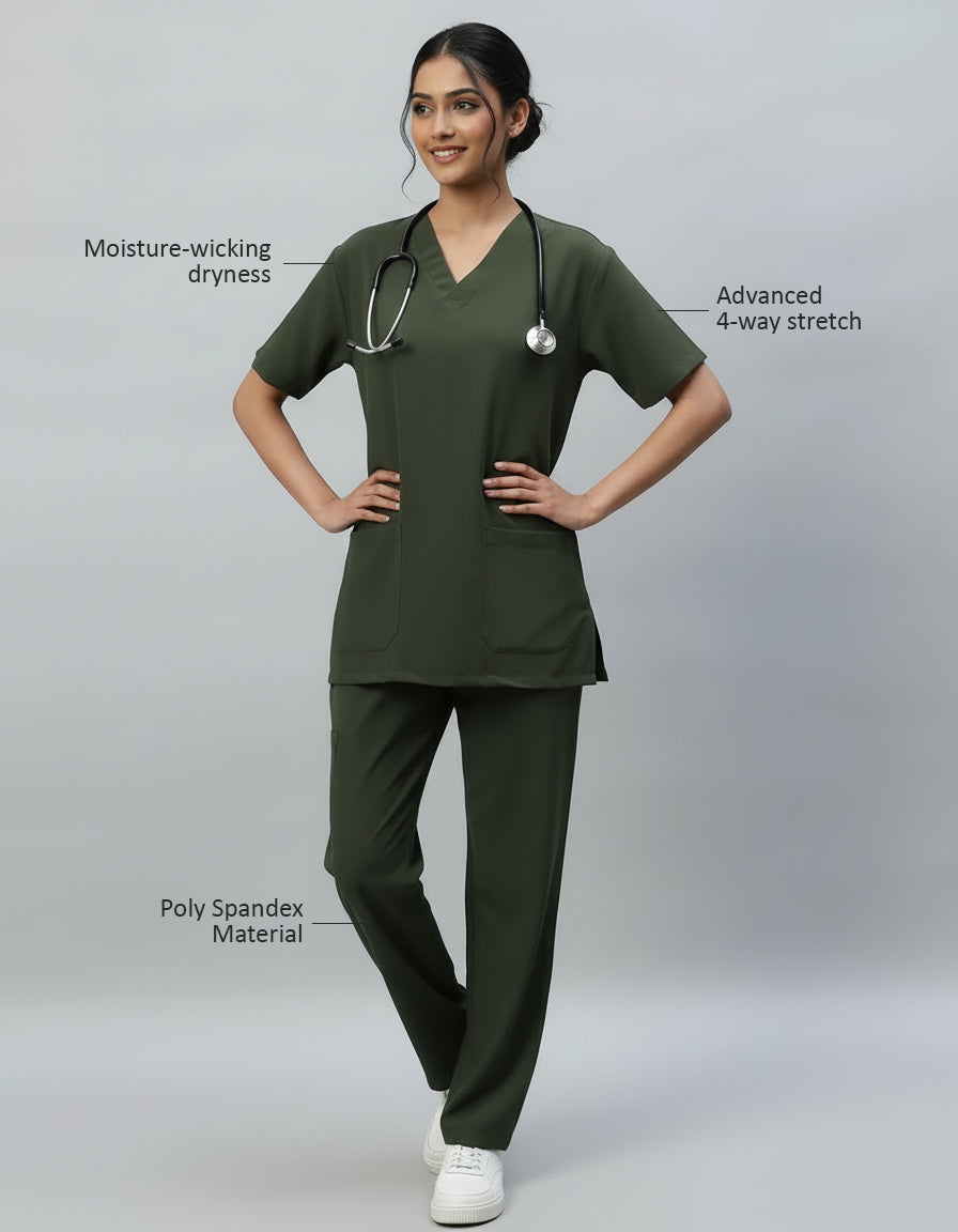 Olive Stretch Pro Half Sleeve Medical Scrubs – Female