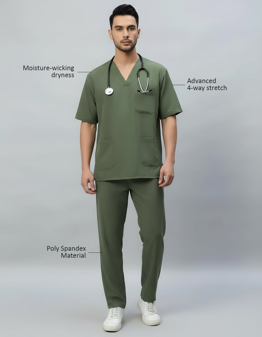 Dark Pista Stretch Pro Half Sleeve Medical Scrubs - Male