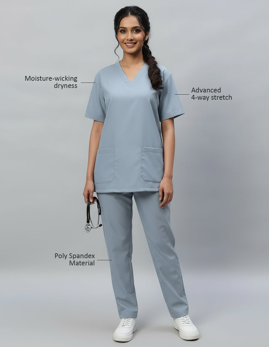 Light Grey Stretch Pro Half Sleeve Medical Scrubs – Female