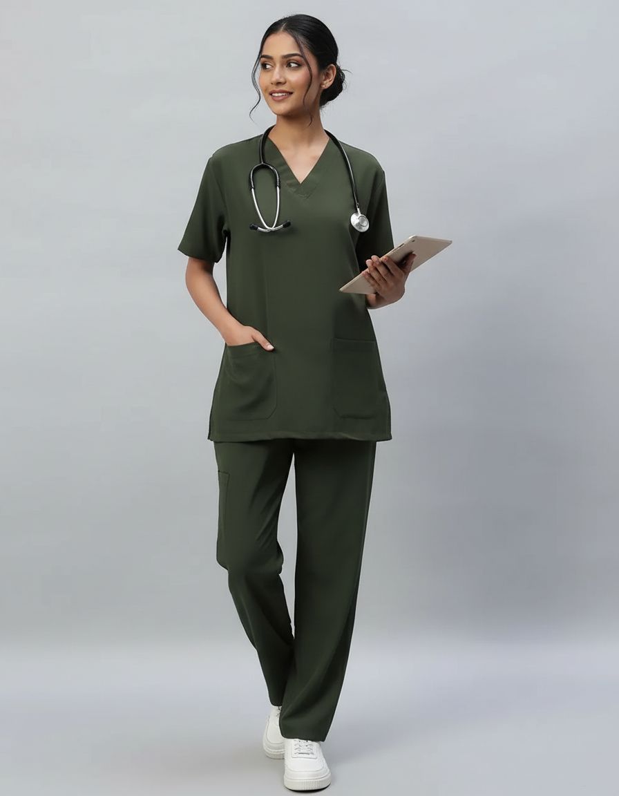 Olive Stretch Pro Half Sleeve Medical Scrubs – Female