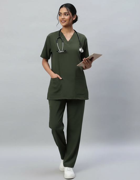 Olive Stretch Pro Half Sleeve Medical Scrubs – Female