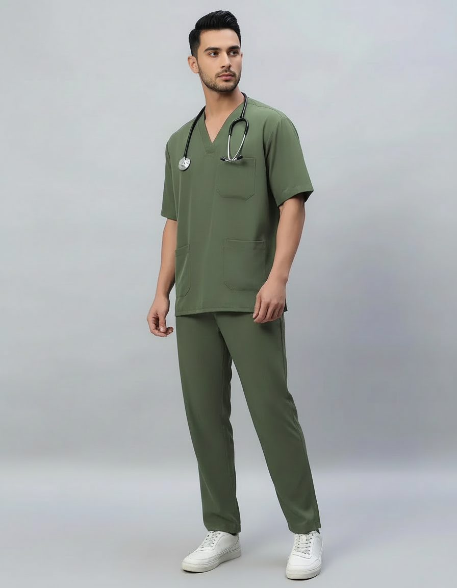 Dark Pista Stretch Pro Half Sleeve Medical Scrubs - Male