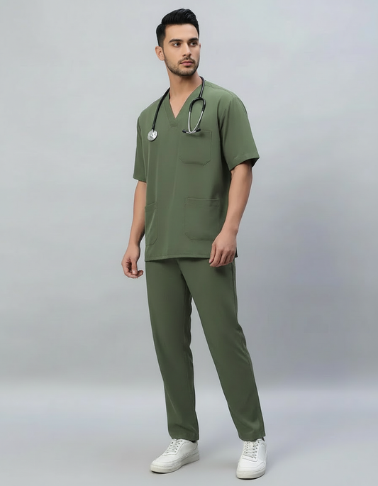 Dark Pista Stretch Pro Half Sleeve Medical Scrubs - Male