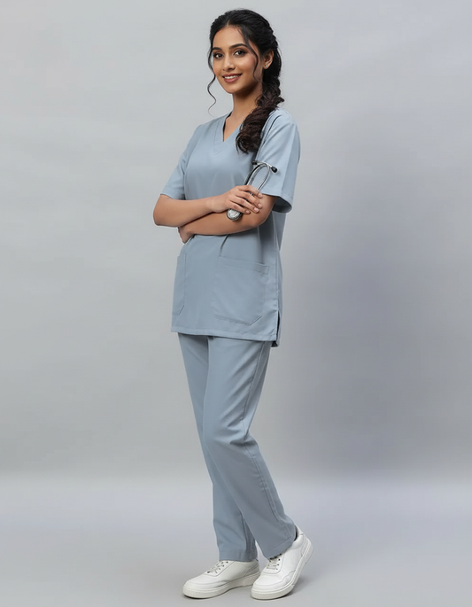 Light Grey Stretch Pro Half Sleeve Medical Scrubs – Female