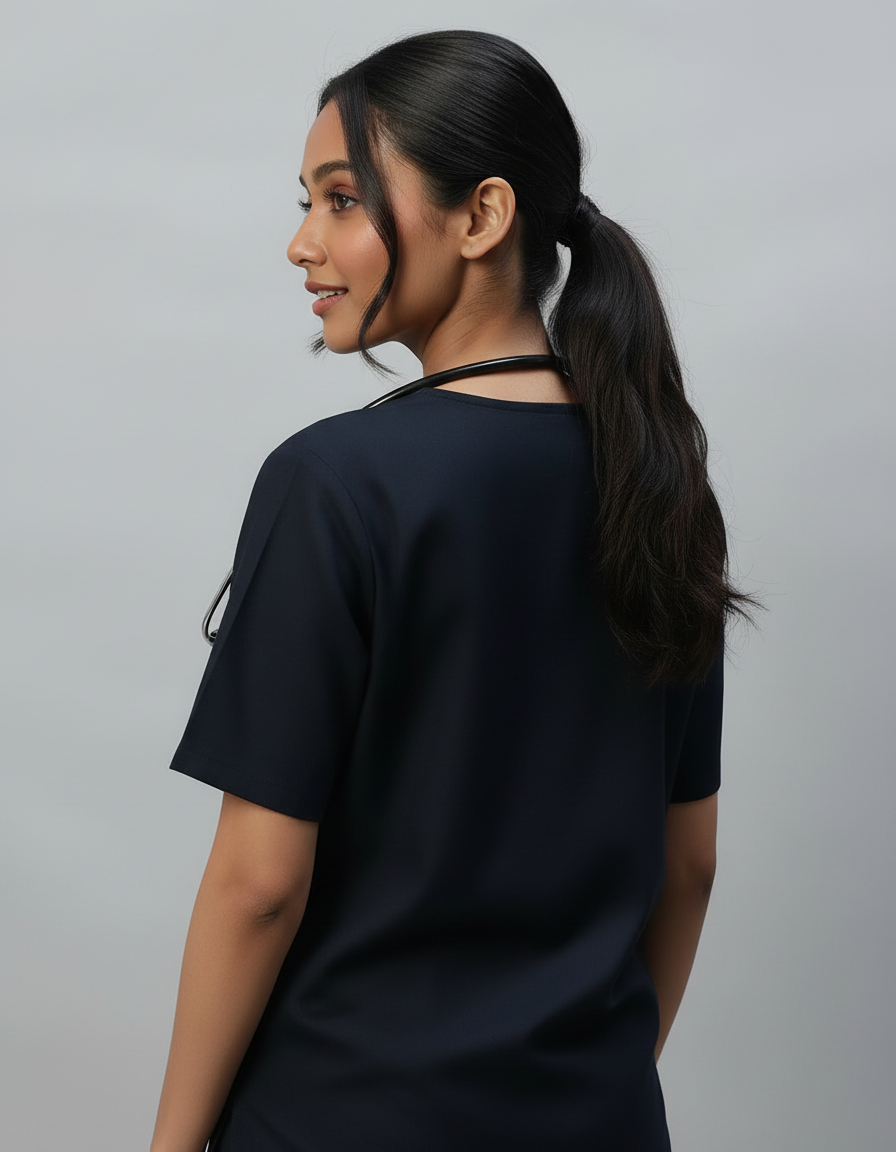 Black Stretch Pro Half Sleeve Medical Scrubs – Female