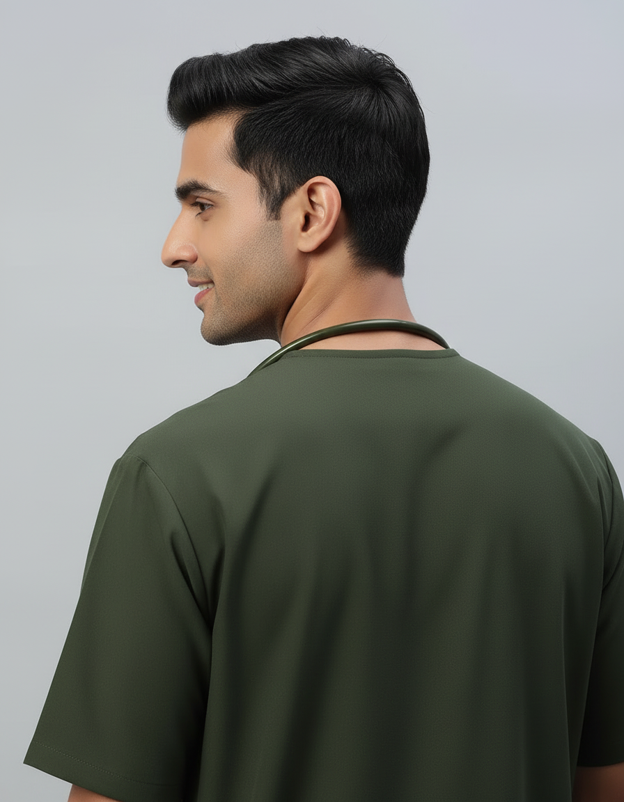 Olive Stretch Pro Half Sleeve Medical Scrubs - Male