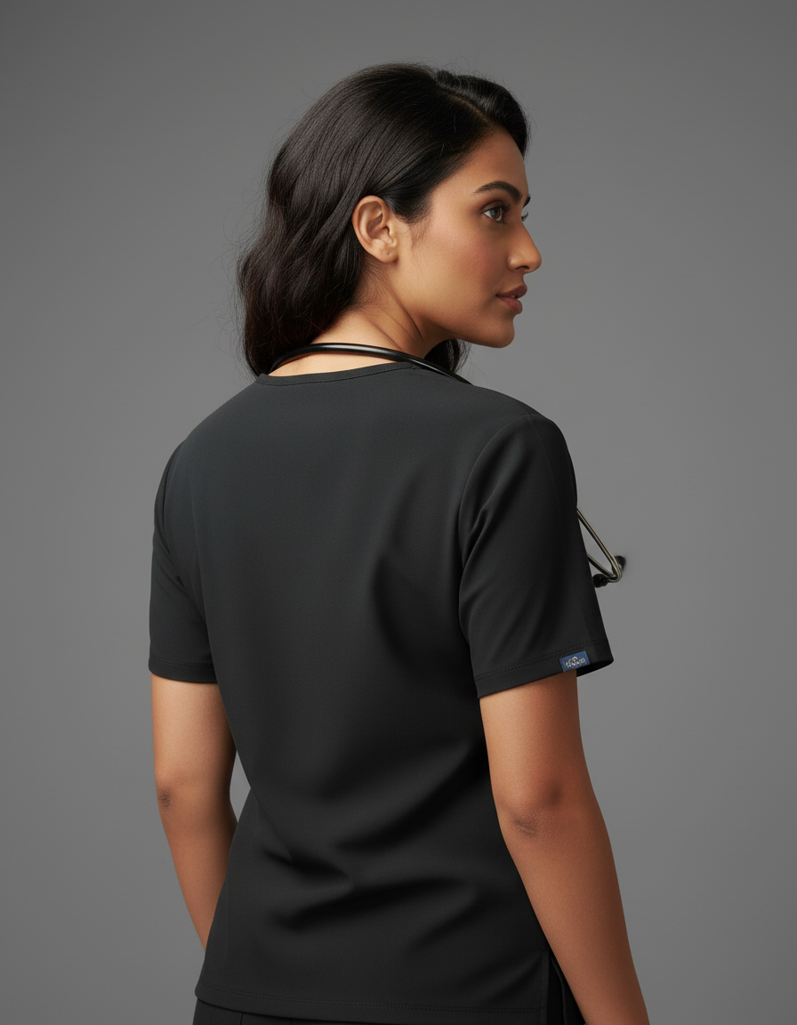 Black Galaxy Easy Stretch Half Sleeve Medical Scrubs - Female
