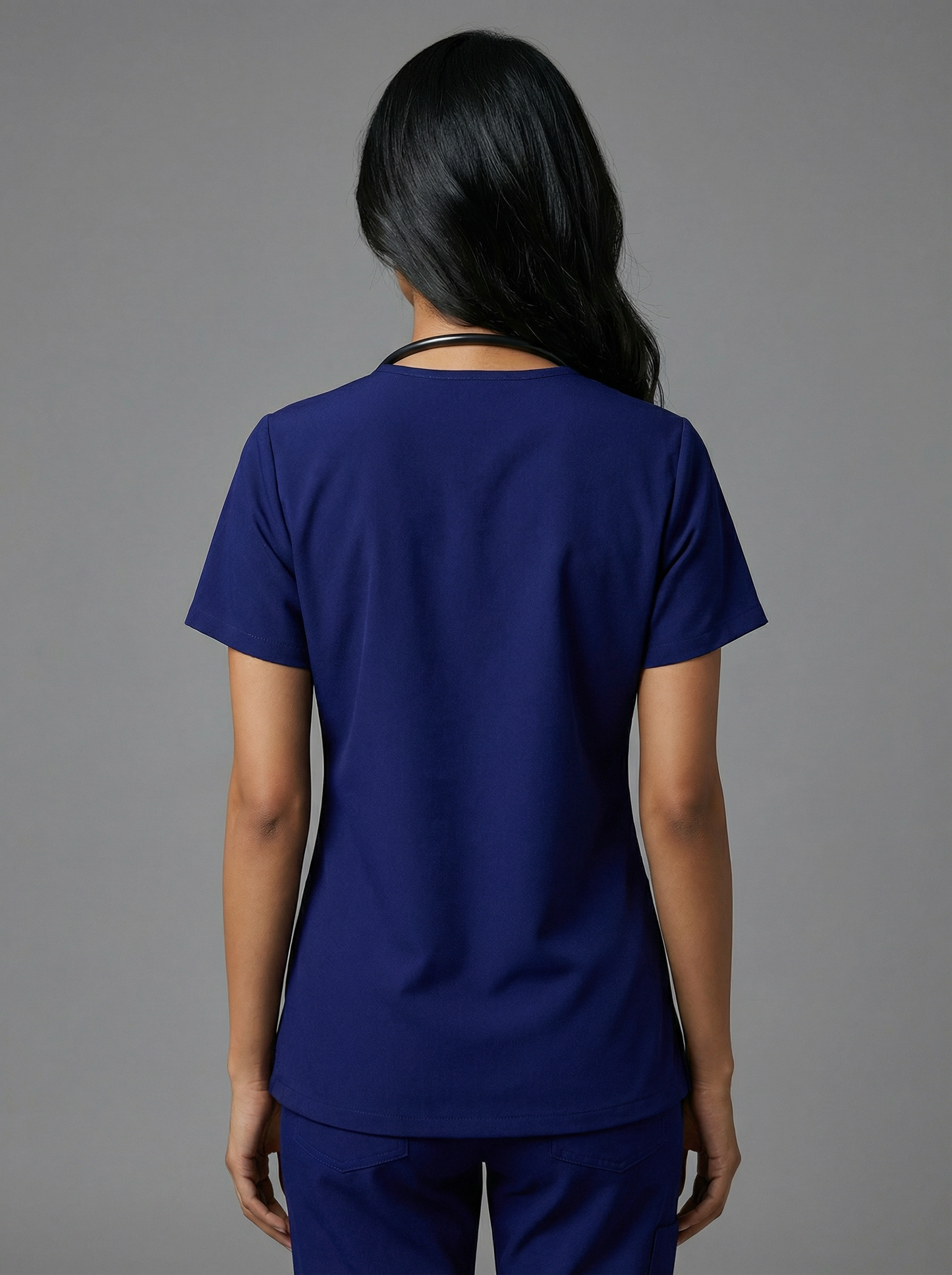 Blue Black Celest Premium Half Sleeves Medical Scrubs - Female