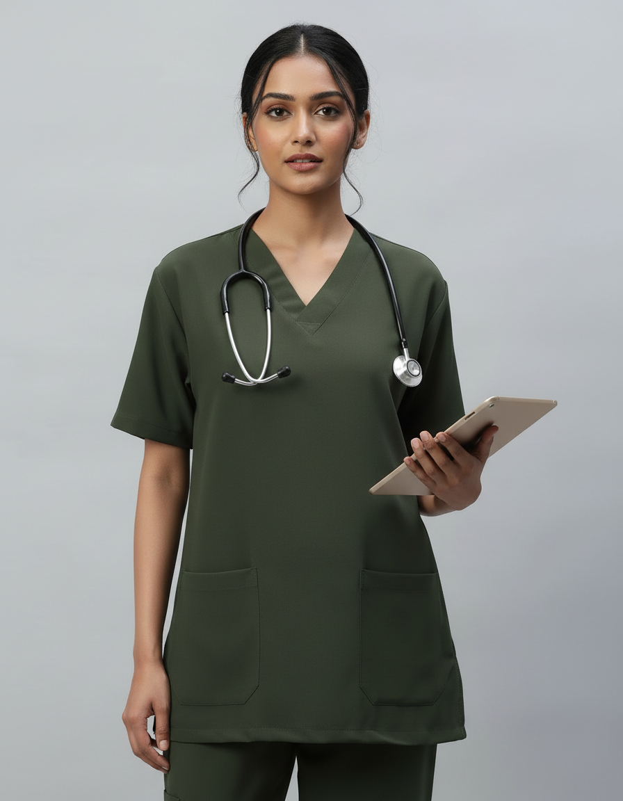 Olive Stretch Pro Half Sleeve Medical Scrubs – Female