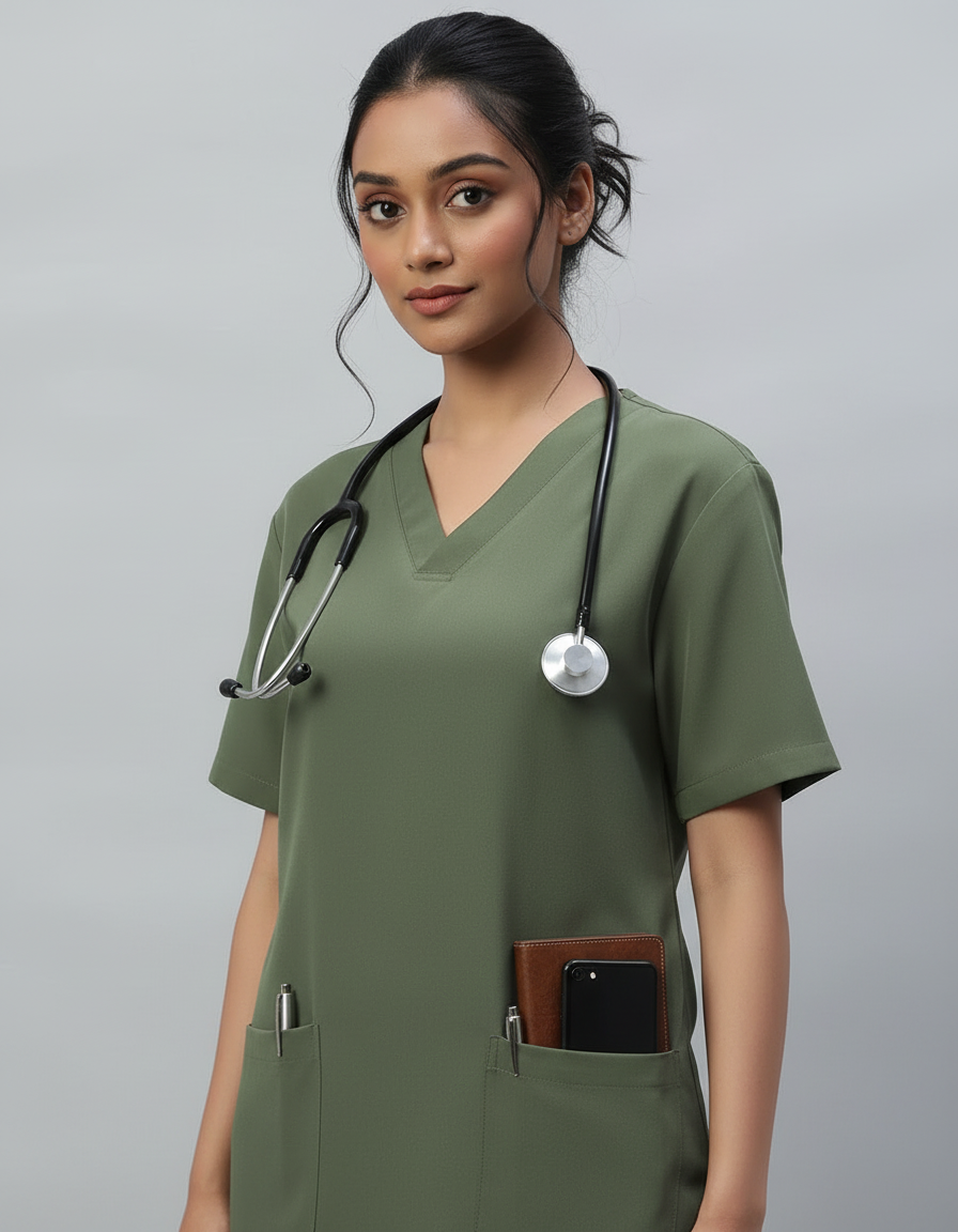 Dark Pista Stretch Pro Half Sleeve Medical Scrubs – Female