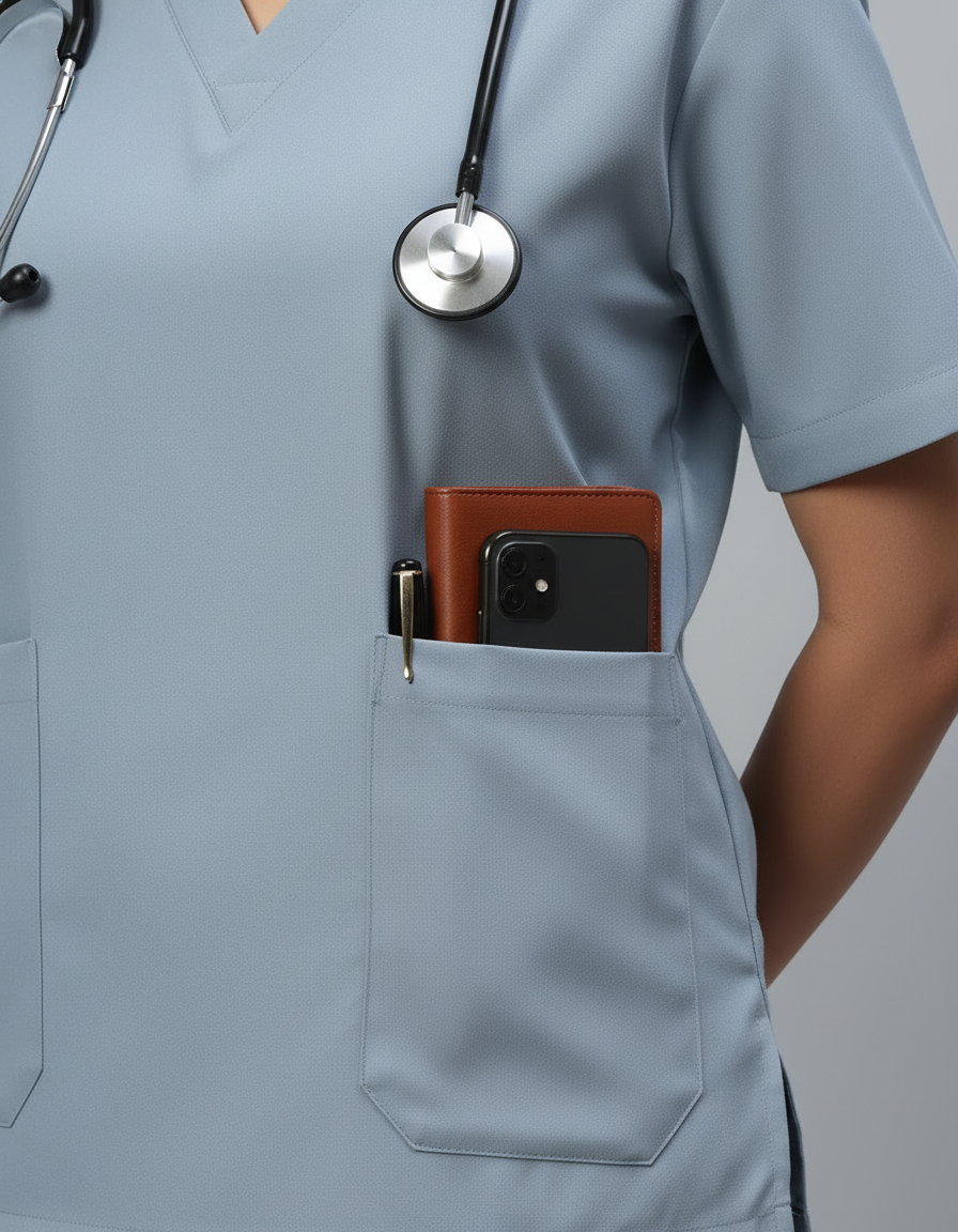 Light Grey Stretch Pro Half Sleeve Medical Scrubs – Female