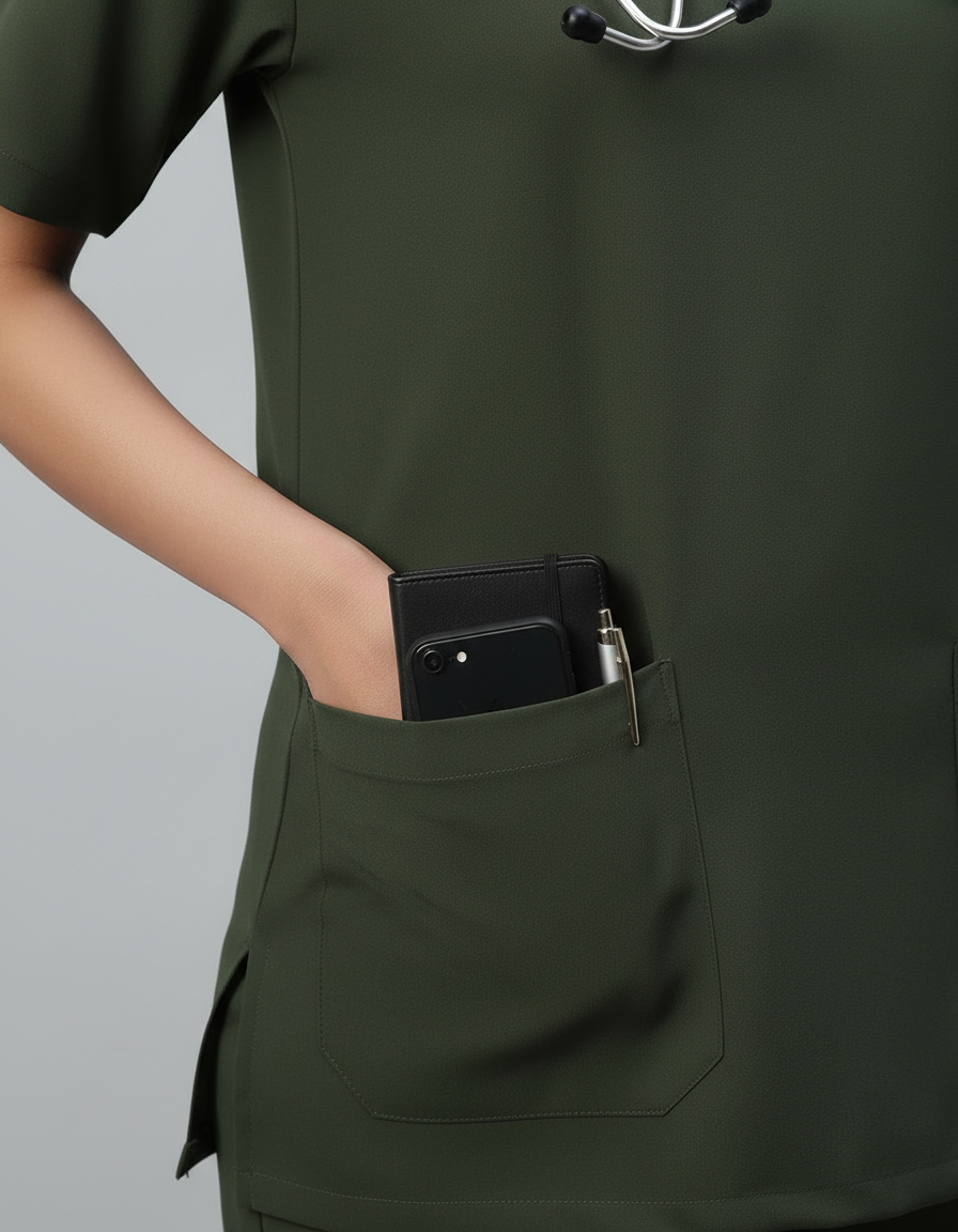 Olive Stretch Pro Half Sleeve Medical Scrubs – Female